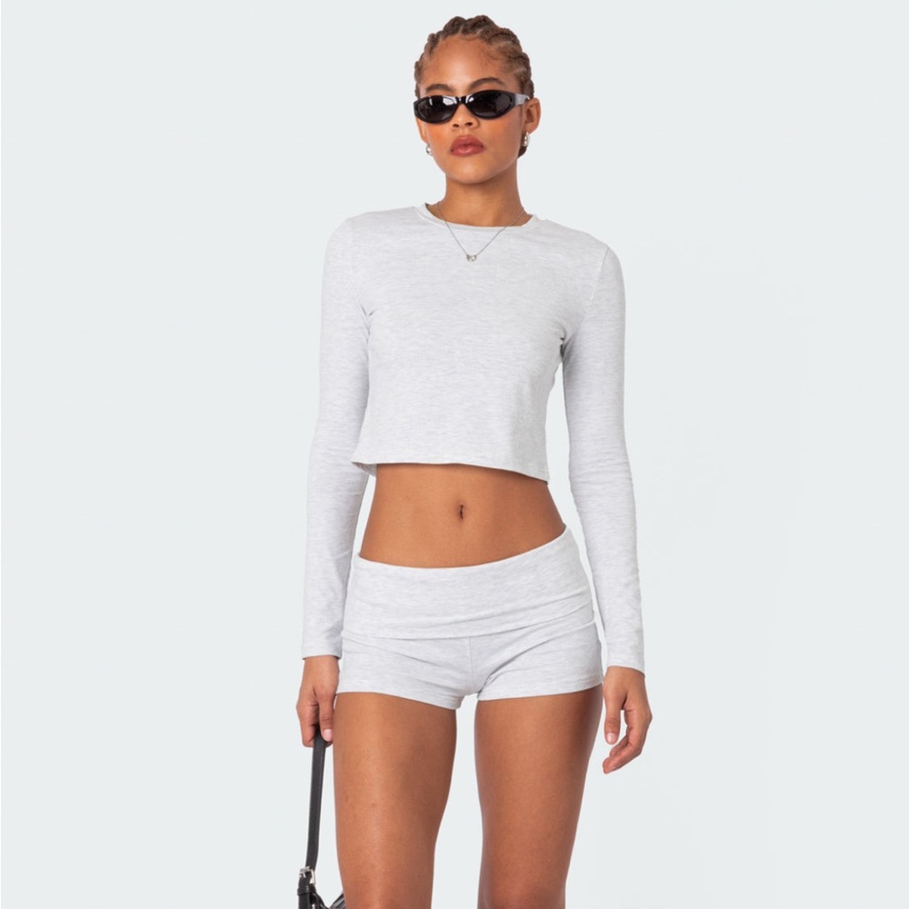 Edikted White Long Sleeve Crop Top